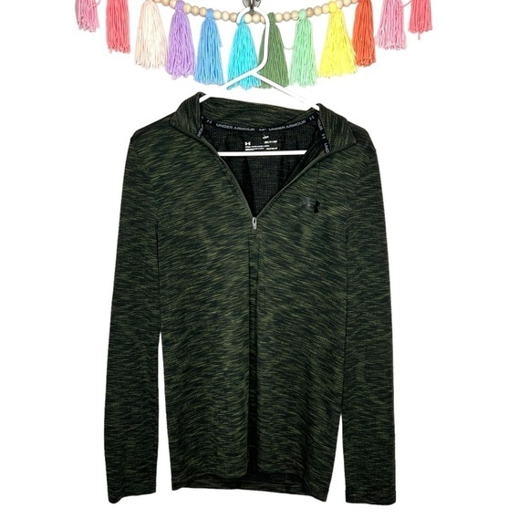 Under Armour Dark Olive Green Pullover 1/4 Zip Long Sleeve Athletic Top Small - Picture 1 of 12